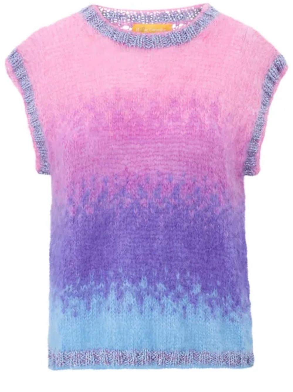 Rose Carmine Ombre Knit Sleeveless Sweater Vest - Pink, Purple, Blue